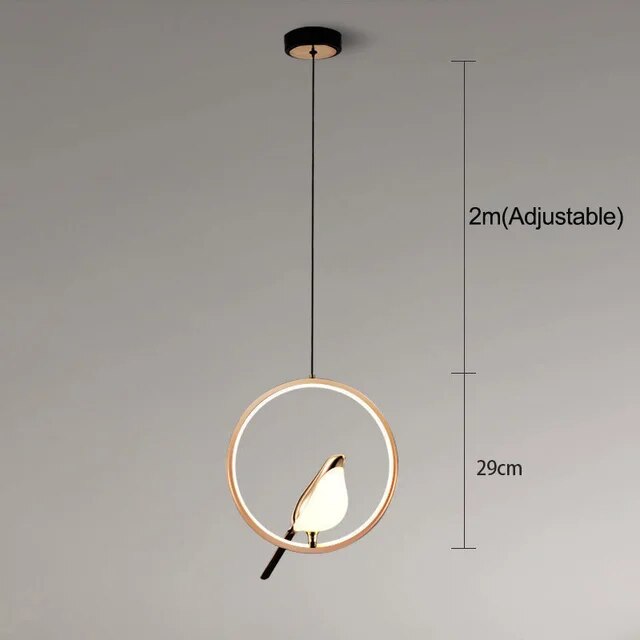 Suspension Luminaire de Luxe avec Oiseau Doré