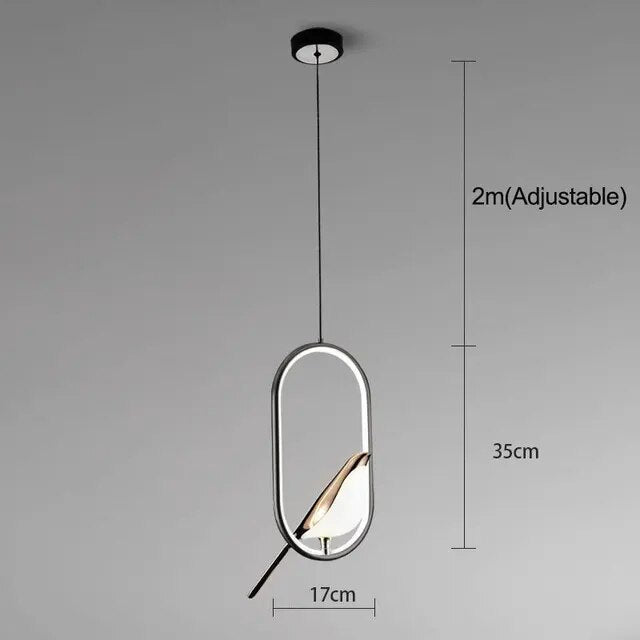 Suspension Luminaire de Luxe avec Oiseau Doré