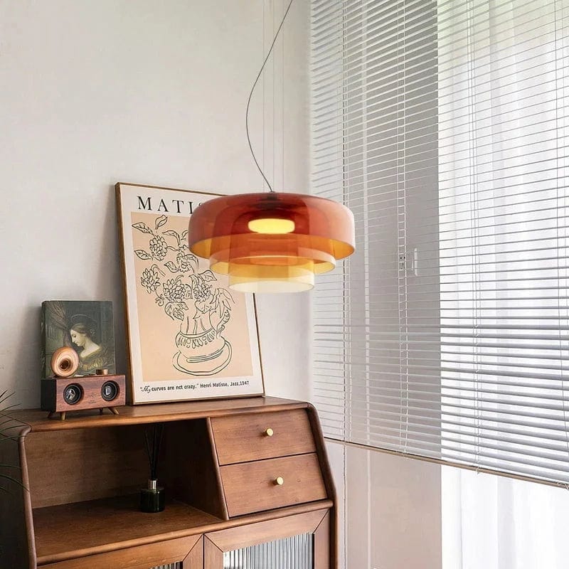 Suspension Lustre Luminaire LED en Verre Coloré Intemporel